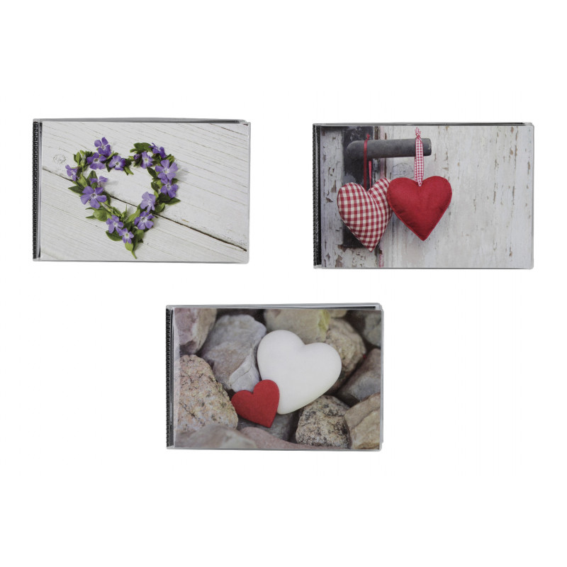 Lot de 3 Mini albums photos souples - 3 x 40 photos - Hearts - Couverture personnalisable