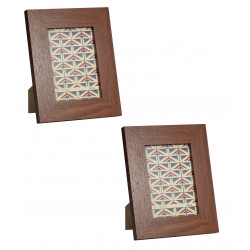 Lot de 2 cadres photo en bois - ERICA "Ethno" - 25,8 x 20,6 x 2 cm - Marron