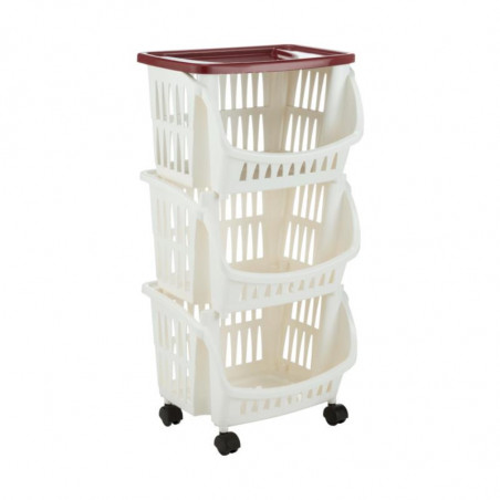 Chariot de cuisine - L 39,5 x l 30 x H 77 cm - Bordeaux