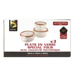 Plats en verre spécial four - Lot de 3 - Couvercle hermétique