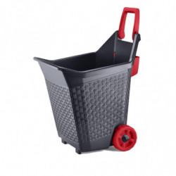 Chariot de jardinage - L 59 x l 50 x H 72 cm - Rouge et gris