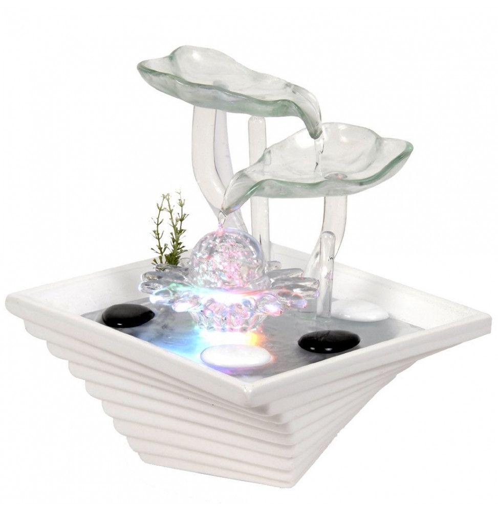 Fontaine Cristal Line - Nénuphar - Eclairage LED multicolore