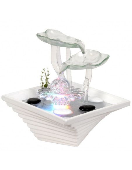 Fontaine Cristal Line - Nénuphar - Eclairage LED multicolore