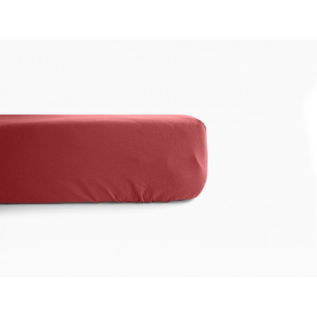 Drap housse en coton lavé - Palace - 90 x 190 cm - Rouge cardinal
