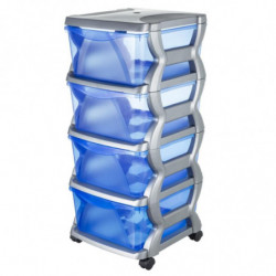 Commode fonctionnelle - 4 tiroirs - L 40 x l 36 x H 80 cm - Bleu
