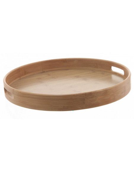 Plateau rond bambou très résistant - Beige - D 40 cm