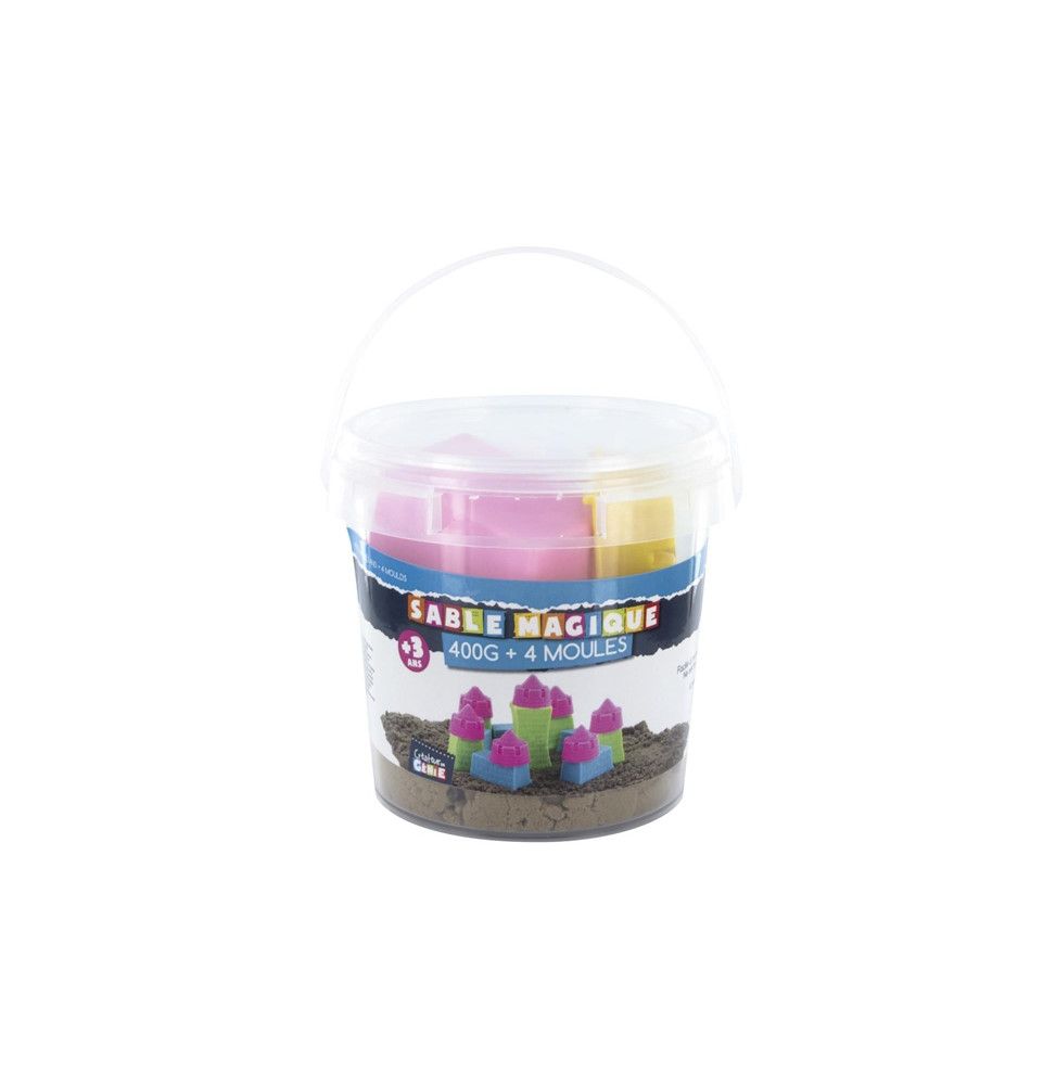 Sable magique pot de 400g et 4 moules