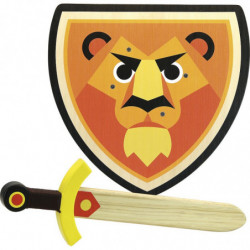 Set bouclier et épée - Lion - 34 x 35 cm - Orange