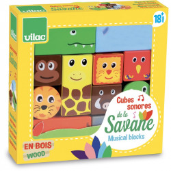 Cubes sonores de la savane - 18 mois - Multicolore