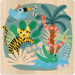 Coffret de 3 puzzles terre, mer et ciel - Michelle Carlslund - 21 x 21 x 4,5 cm - Multicolore