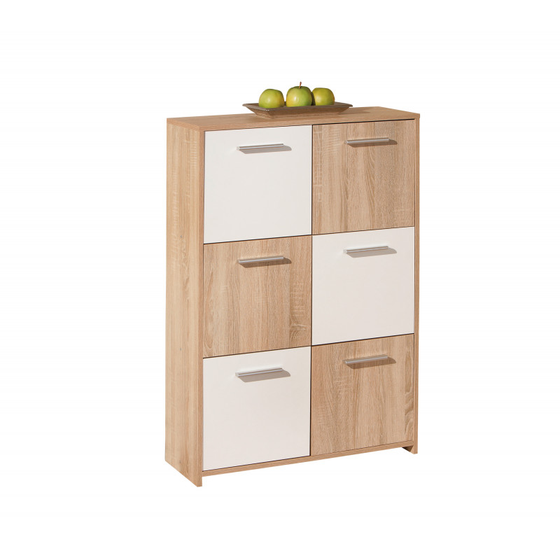 Commode Egadi - 77 x 30 x 115 cm - Blanc et beige