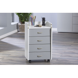 Caisson de bureau Printi - 40 x 36 x 65 cm - Blanc et gris