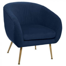 Fauteuil en velours "Solaro" - Bleu - 75 x 70 x 78 cm