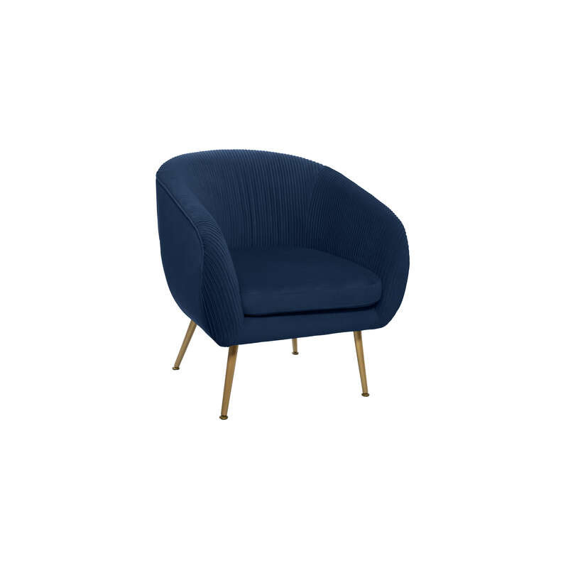 Fauteuil en velours "Solaro" - Bleu - 75 x 70 x 78 cm