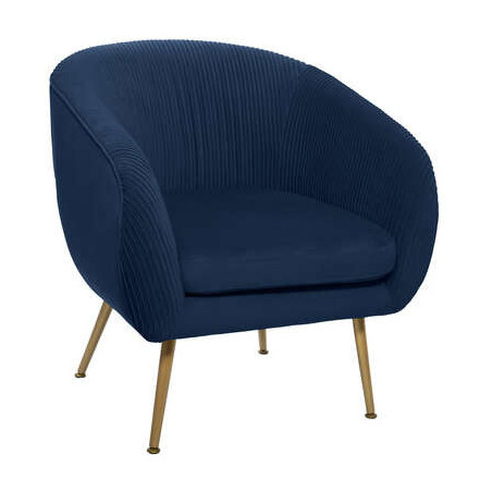 Fauteuil en velours "Solaro" - Bleu - 75 x 70 x 78 cm