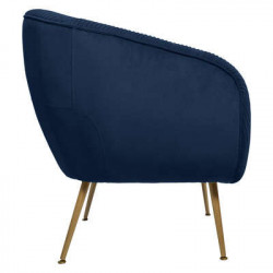 Fauteuil en velours "Solaro" - Bleu - 75 x 70 x 78 cm