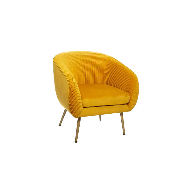 Fauteuil en velours "Solaro" - Jaune - 75 x 70 x 78 cm