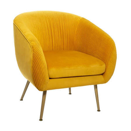 Fauteuil en velours "Solaro" - Jaune - 75 x 70 x 78 cm