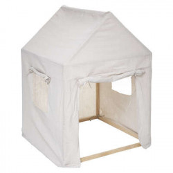 Maisonnette en pin et toile - 77,5 x 77,5 x 116 cm - Blanc