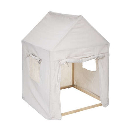 Maisonnette en pin et toile - 77,5 x 77,5 x 116 cm - Blanc