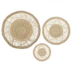 Lot de 3 décorations murales en roseau - D 38 cm - Beige