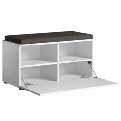 Banc d'entrée avec rangement chaussures - Opal - 45 x 85 x 40 cm - Blanc mat