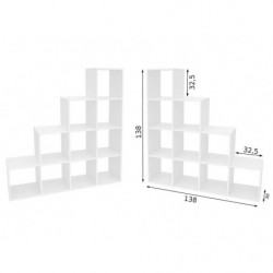 Bibliothèque - Pythagore - 138 x 138 x 30cm - Blanc mat