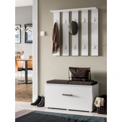 Porte-manteau mural 10 patères - Stone - 82 x 85 x 12 cm - Blanc mat