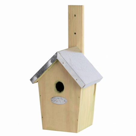 Nichoir en bois pour oiseaux - 12,6 x 15 x 30 cm - Beige