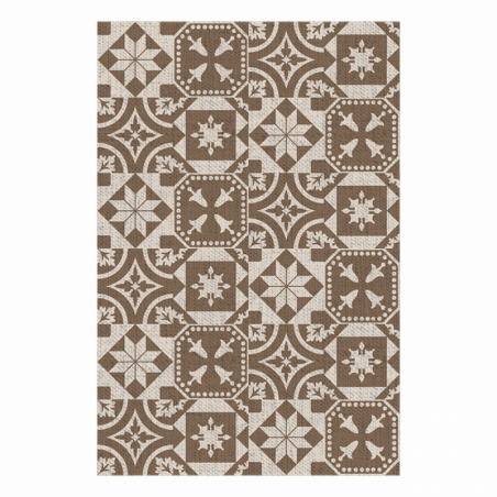 Tapis de jardin carreaux de ciment - 182 x 122 x 0,4 cm - Marron