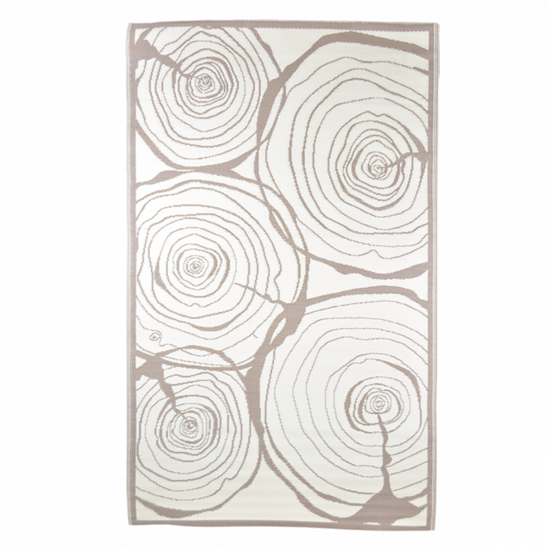 Tapis de jardin rectangulaire cernes de croissance - 182 x 122 x 0,4 cm - Beige