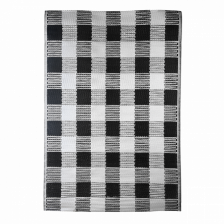 Tapis de jardin à carreaux - 182 x 122 x 0,4 cm - Noir/ Blanc