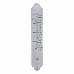 Thermomètre en zinc patiné - L 9 x H 49,5 cm - Gris