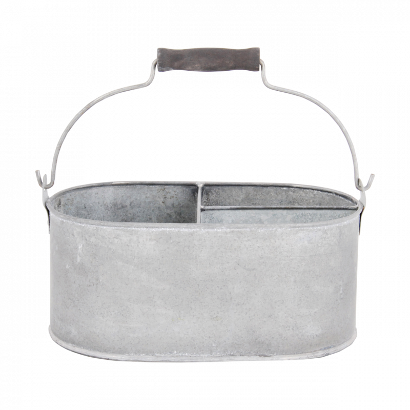 Soucoupe 3 compartiments en zinc patiné - 21,7 x 29,4 x 15,7 cm - Gris