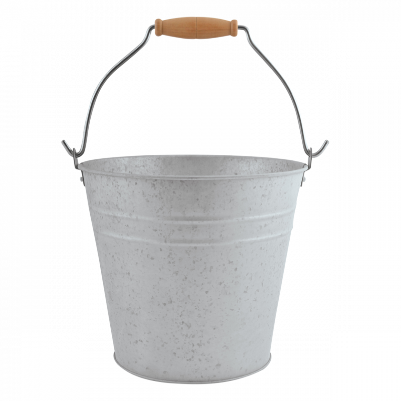 Seau en zinc patiné 5 litres - 22,4 x 26,4 x 21,7 cm - Gris