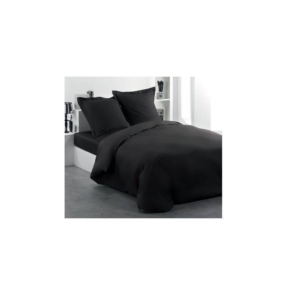 Housse de couette 100% coton - 220 x 240 cm - Noir charbon