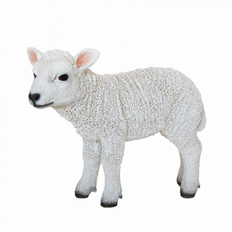 Figurine décorative - Agneau debout - H 23 cm - Blanc