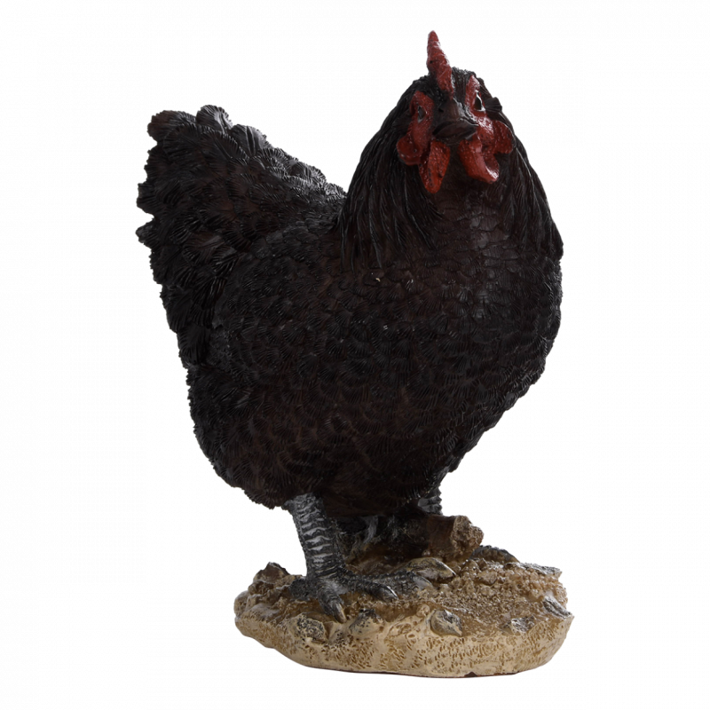 Figurine décorative intérieur ou extérieur - Poule debout - H 19,8 cm - Noir