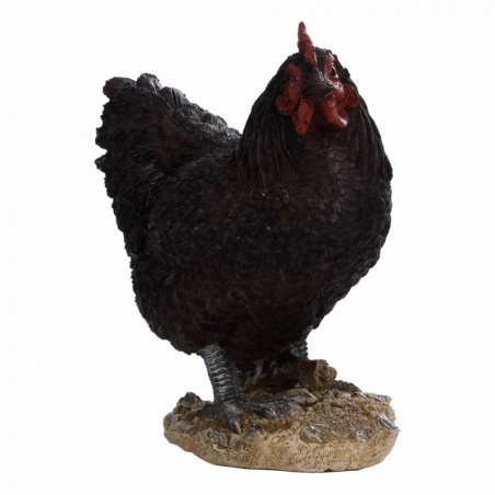 Figurine décorative intérieur ou extérieur - Poule debout - H 19,8 cm - Noir