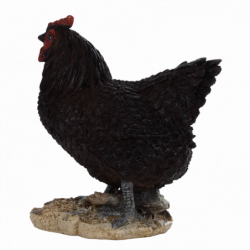 Figurine décorative intérieur ou extérieur - Poule debout - H 19,8 cm - Noir