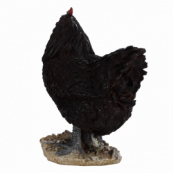 Figurine décorative intérieur ou extérieur - Poule debout - H 19,8 cm - Noir