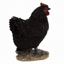 Figurine décorative intérieur ou extérieur - Poule debout - H 19,8 cm - Noir