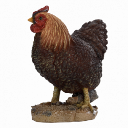 Figurine décorative intérieur ou extérieur - Poule debout - H 19,8 cm - Marron foncé