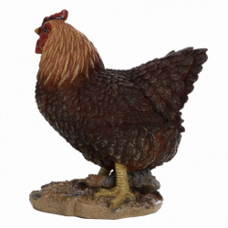 Figurine décorative intérieur ou extérieur - Poule debout - H 19,8 cm - Marron foncé