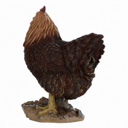 Figurine décorative intérieur ou extérieur - Poule debout - H 19,8 cm - Marron foncé