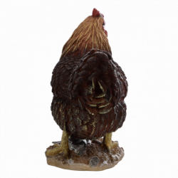 Figurine décorative intérieur ou extérieur - Poule debout - H 19,8 cm - Marron foncé