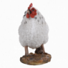 Figurine décorative intérieur ou extérieur - Poule debout - H 19,8 cm - Blanc