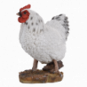 Figurine décorative intérieur ou extérieur - Poule debout - H 19,8 cm - Blanc