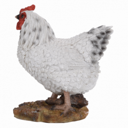 Figurine décorative intérieur ou extérieur - Poule debout - H 19,8 cm - Blanc