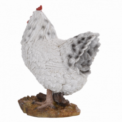 Figurine décorative intérieur ou extérieur - Poule debout - H 19,8 cm - Blanc